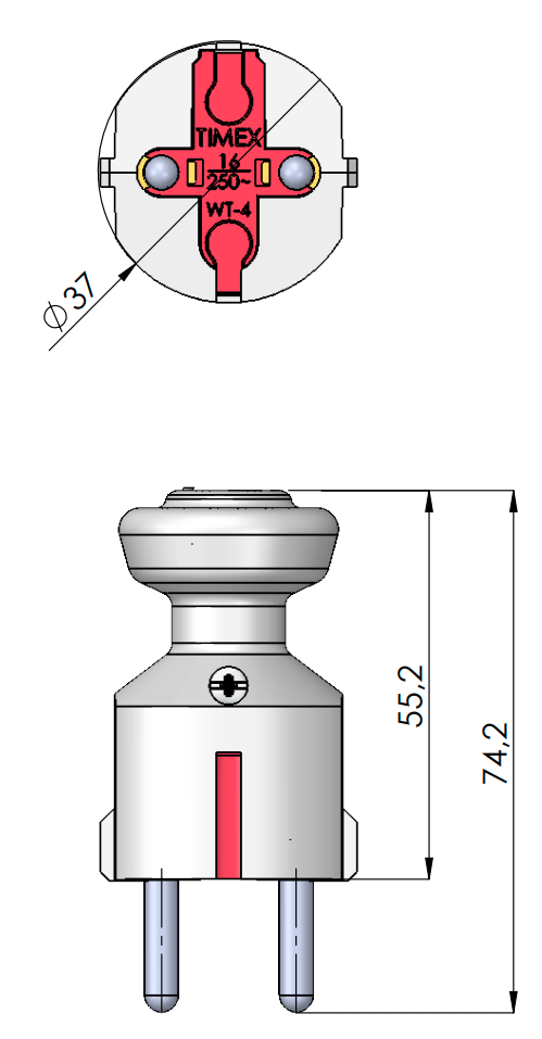 Stecker 2-polig, 250V, 16A, Timex Elektro Stecker 2-polig, 250V, 16A, Timex Elektro