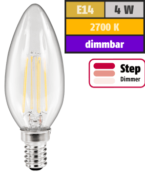 LED-Filament-Kerzenlampe-McShine-Filed-E14-4W-44_2-1 E14 Filament Leuchtmittel mit Step-Dimmer, warmweiß