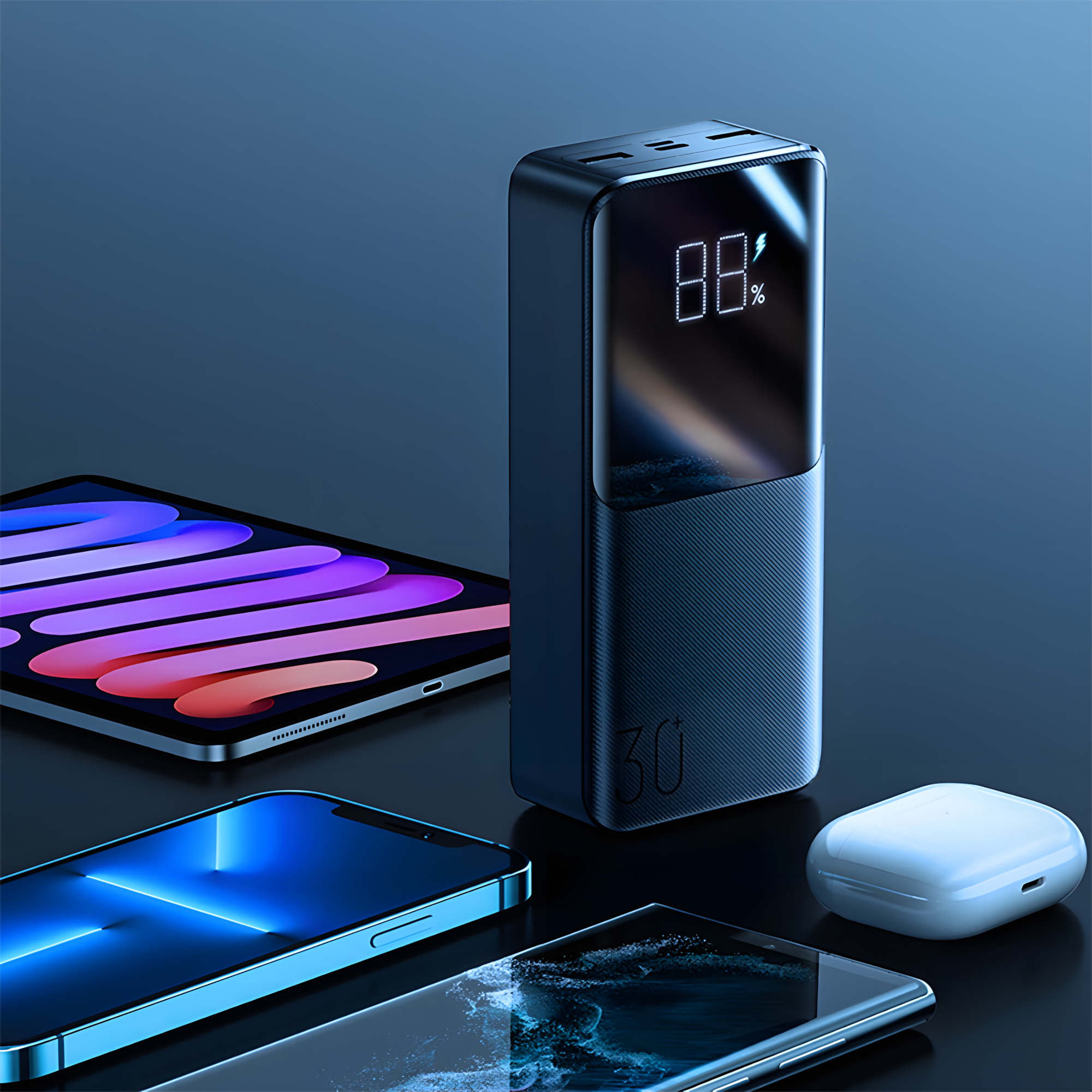 Powerbank 30.000 mAh, Pass Through, Power Delivery bis 22,5W