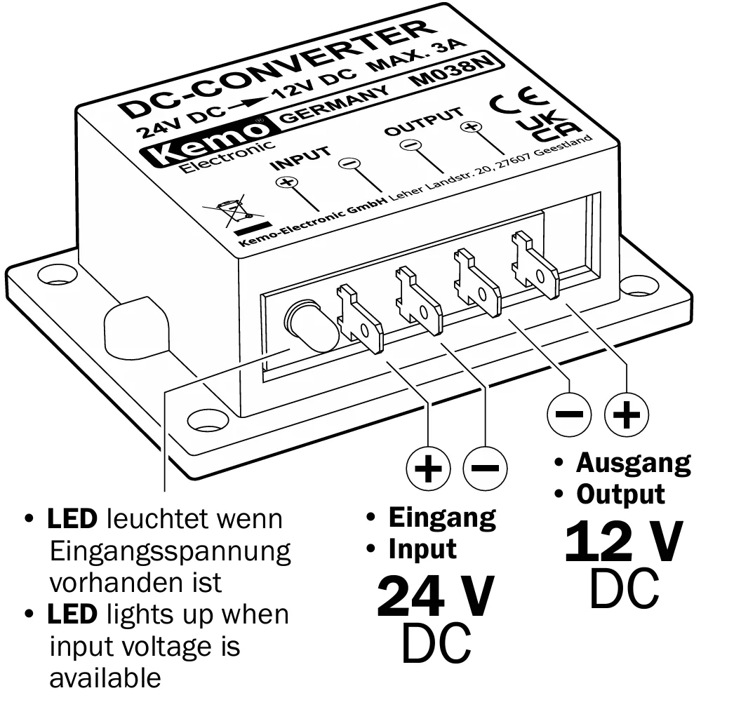 Gleichspannungswandler Von 24 V DC Auf 12 V DC 3A gleichspannungswandler-von-24-v-dc-auf-12-v-dc-3a